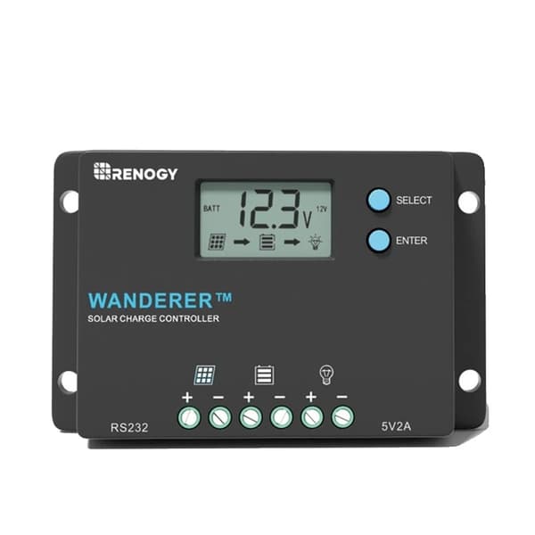Solcelleladeregulator, 10A Kompakt Design, LCD Skærm, 10A