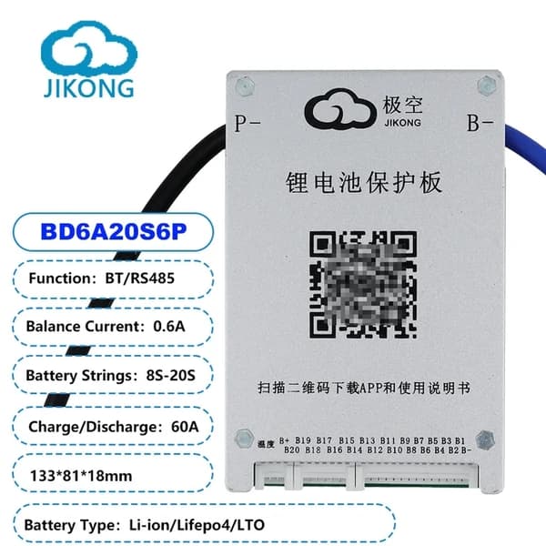 Batteristyringssystem, Bluetooth-app kontrol, Aktiv Balance Teknologi, BD6A24S10P