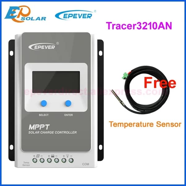 Mppt Solcelleladeregulator, Flere Ampere Muligheder, LCD Display, 3210AN med sensor