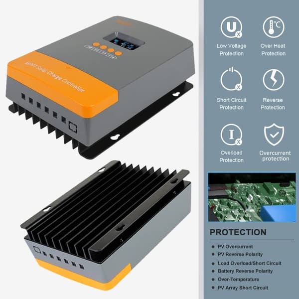Aurinkopaneelin lataussäädin, MPPT-tekniikka, automaattinen taustavalaistu LCD-näyttö, MPPT 60A, 12V 24V 36V 48V