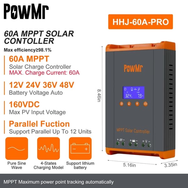 Aurinkopaneelin lataussäädin, MPPT-tekniikka, rinnakkaisversio, Parallel Version, MPPT 60A