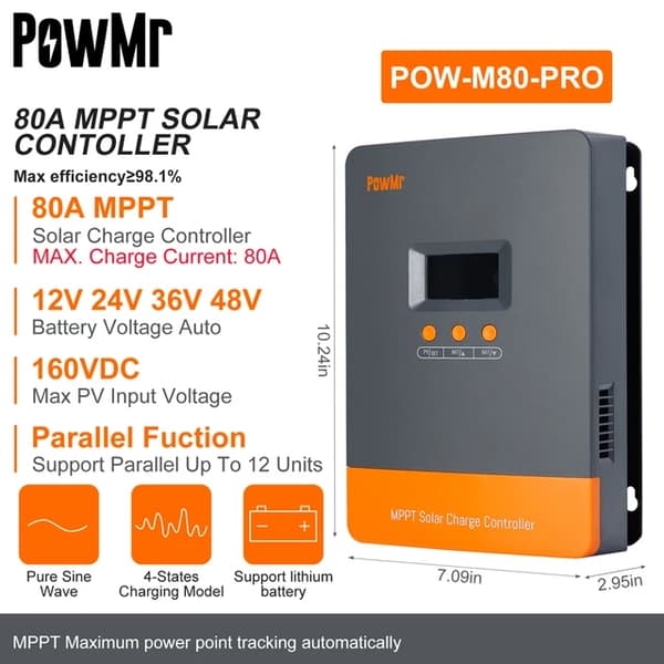 Solcelleladeregulator, 80A MPPT-teknologi, Intelligent Batteriregulator, MPPT 80A