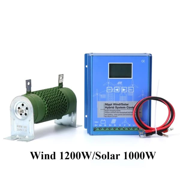 MPPT Vind Sol Hybrid Laderegulator, 12V/24V/48V, 1200W Vind/1000W Sol, 30A,W1200W S1000W BT, 12V 24V Auto