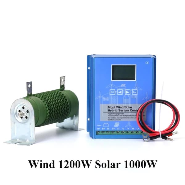 MPPT Hybrid Laddningskontroll, 1200W Vind och 1000W Sol, 12V/24V/48V,Vind1200W Sol1000W, 12V 24V Auto
