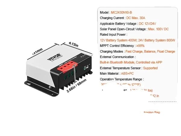 MPPT Aurinkolatausohjain, 30A/40A/50A Latausvirta, Bluetooth-moduuli,40A