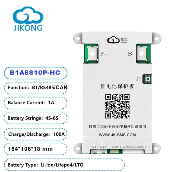 Batteristyringssystem, 1A/2A Balance Strøm, 200A Opladning/Entladning,B1A8S20P-Varme-CAN