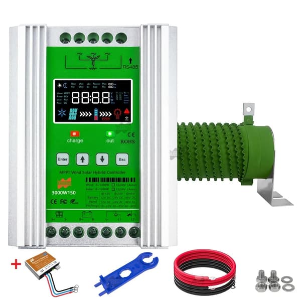 Vind Sol Hybrid Opladningskontrol, MPPT, Automatisk Spændingsdetektion,3000W med equalizer, Auto12V 24V, Med WiFi