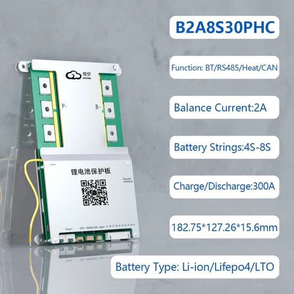 Smart Battery Management System, 2A Aktiv Balance, 300A Opladning/Entladning,B2A8S30P-HC