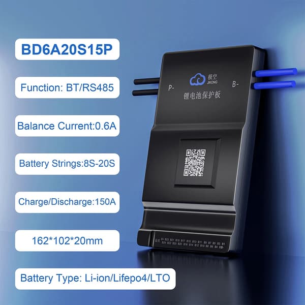 BMS til LiFePO4 & Li-ion batterier, 40A - 200A opladning/afladning, aktiv balance,BD6A20S15P