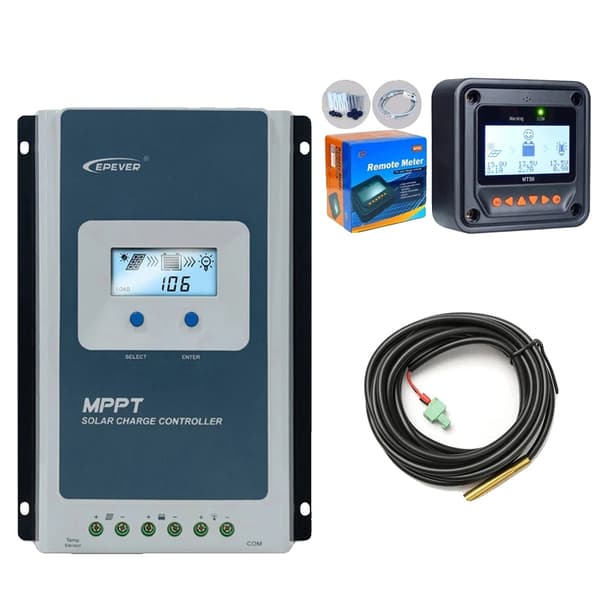 MPPT Solcellsregulator, Max PV Öppen Krets Spänning 100V, Batteriets Nominella Spänning 12/24V DC,med MT52-sensor, 30A