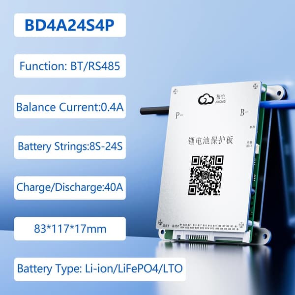 Smart BMS, Aktiv Balance Strøm 0,4A, Bluetooth/RS485 Kommunikation,JK-BD4A24S4P