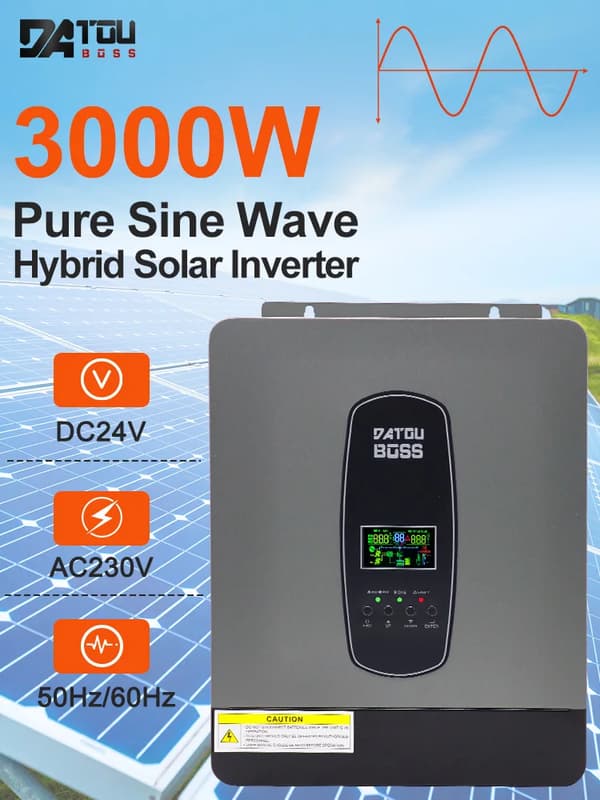Hybrid Solar Inverter, 3000W / 6200W Teho, 24V / 48V Syöttö,DT-24V3000W-EU, 230V