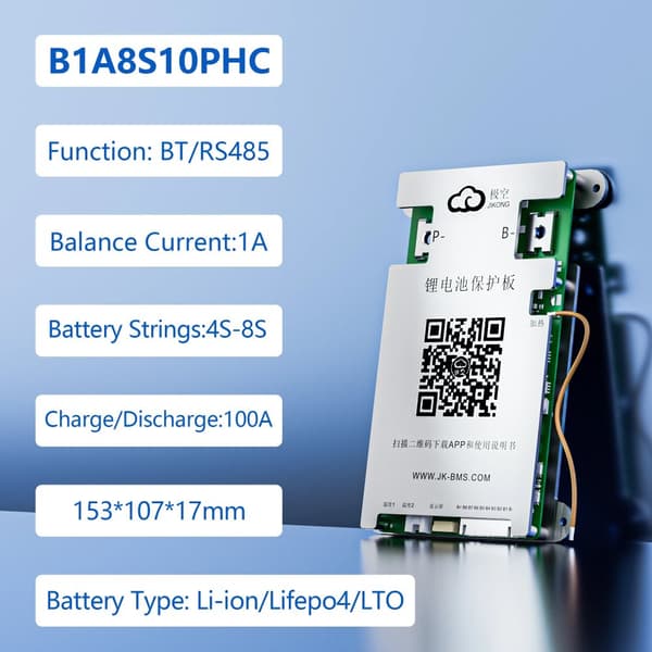 Smart BMS, 1A/2A Aktiv Balance, 100A/200A Opladnings/afladningsstrøm,B1A8S10P-Varme-CAN