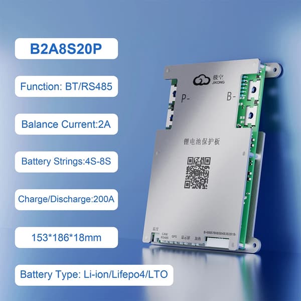 Smart BMS, 1A/2A Aktiv Balance, 100A/200A Opladnings/afladningsstrøm,B2A8S20P