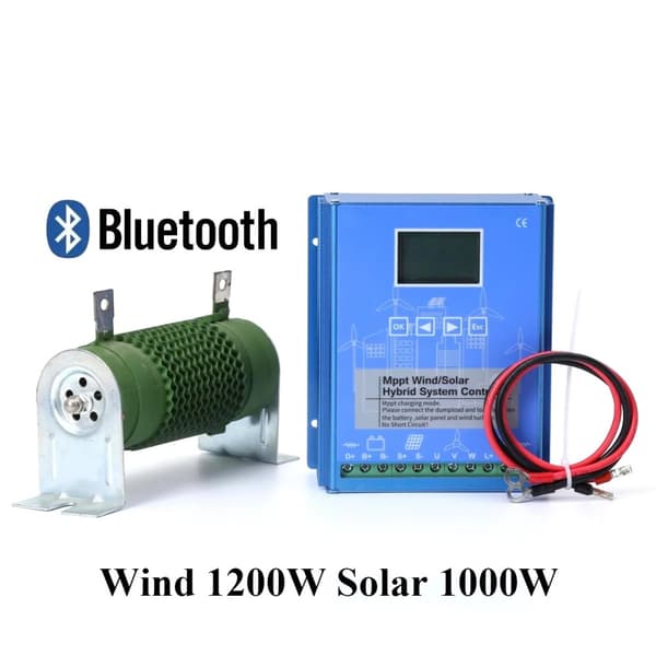 MPPT Hybridilataussäädin, 1200W tuulivoima ja 1000W aurinkoenergia, 12V/24V/48V,W1200W S1000W BT, 12V 24V Auto