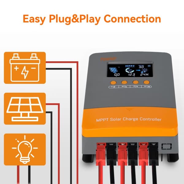 MPPT Solpanel Ladecontroller, 60A Maksimal Strøm, Alsidig Spændingsunderstøttelse,60A MPPT, 12V 24V 36V 48V