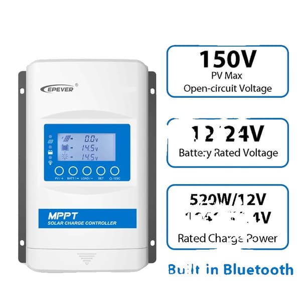 40A MPPT Solcelleladeregulator, 150V Åben Kredsløbsspænding, Bluetooth-aktiveret,40A, XTRA4215N G3 BLE