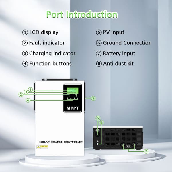 Y&H Solarbatterikontrol, MPPT 140A, LCD-display, høj spændingsindgang understøttelse,MPPT 140A, 48v, 140a