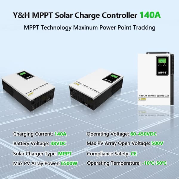 Y&H Solarbatterikontrol, MPPT 140A, LCD-display, høj spændingsindgang understøttelse,MPPT 140A, 48v, 140a