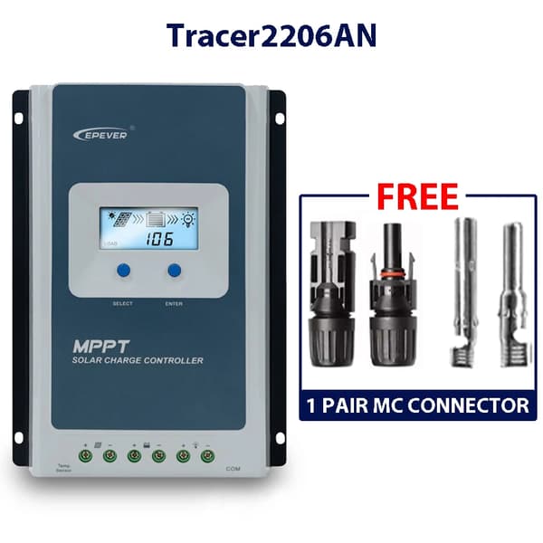 MPPT Solcelleladeregulator, 20A Strøm, 60V PV Indgang,med MC stik, 20A
