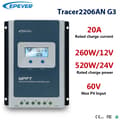 Miniatyrbillede 2 af 2: MPPT Solcelleladeregulator, 20A Nominel Lade Strøm, Kompatibel med Blysyre- og Lithium-ion Batterier,Tracer2206AN G3