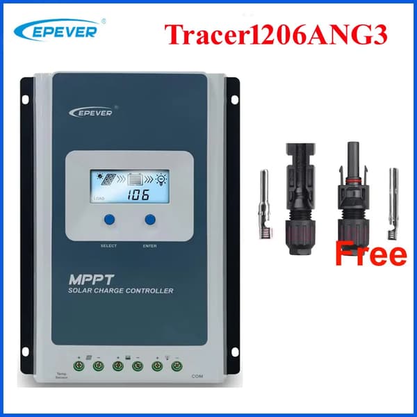 MPPT Solcelleladeregulator, Forskellige Batteristøtter, CE Certificeret, Alsidig Anvendelse,1206ANG3 med MC4