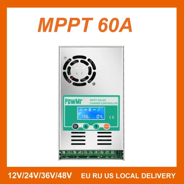 MPPT Solcelleladeregulator, Baggrundsbelyst LCD-skærm, Maks. 160V Solpanel Input, MPPT 60, 12V 24V 36V 48V