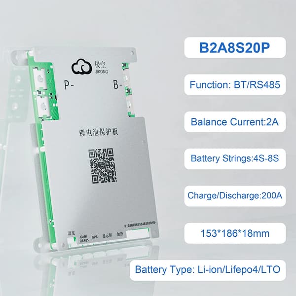 Smart BMS, 8S 24V 200A, Aktiv Balance, B2A8S20P