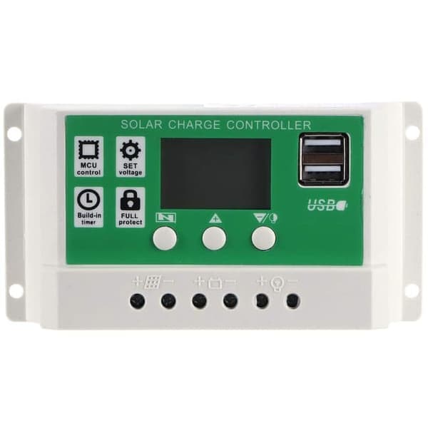 OBOSOE Solar Charge Controller med LCD-skærm PWM og autofokus, til 12V / 24V 10A