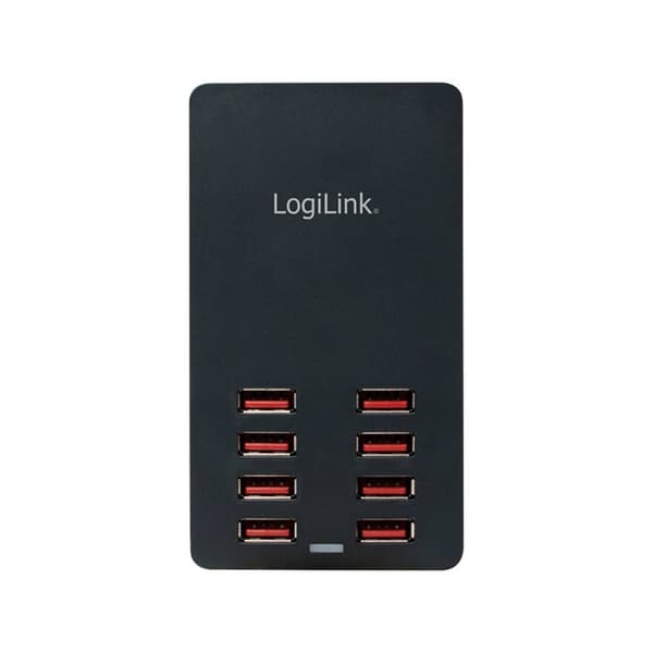 LogiLink PA0140 USB-laddningsstation 44 W 8x USB-A Svart Inomhus Auto-Detect