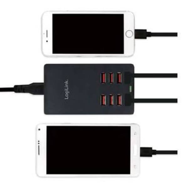LogiLink PA0140 USB-laddningsstation 44 W 8x USB-A Svart Inomhus Auto-Detect