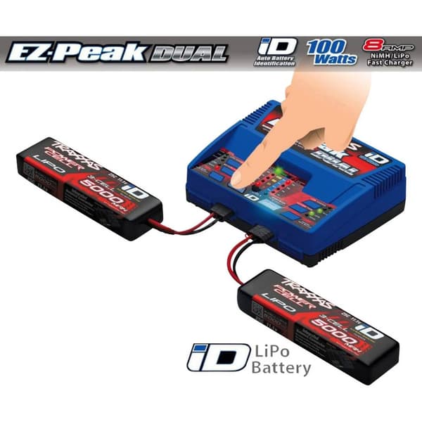 Traxxas Dual EZ Peak Plus Multifunktionsladdare 100 V, 230 V 8 A Inkl. 2x LiPo-batterier
