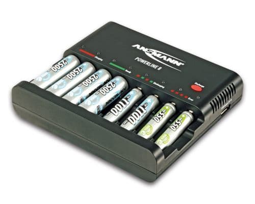 ANSMANN Powerline 8 - Batterilader / strømadapter - 8 x batterier lader (USB)