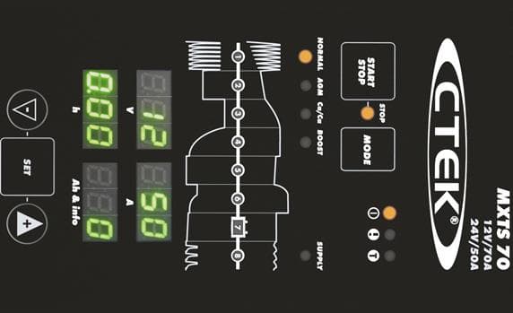 Ctek MXTS 70 50, 12 V, IP20, 20 At, 1500 At, Lajittelu, 338 mm