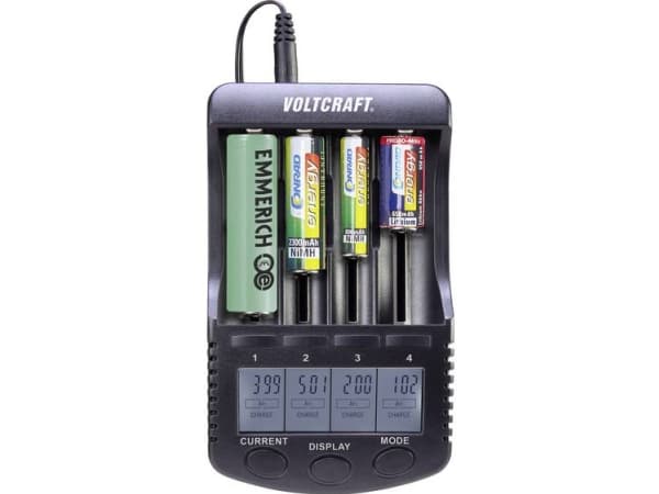VOLTCRAFT rundcellelader NiMH, NiCd, LiIon CC-2 Mignon (AA), Micro (AAA), Baby (C), Sub-C, 26650, 26500, 18650, 1 (VC-8066555)