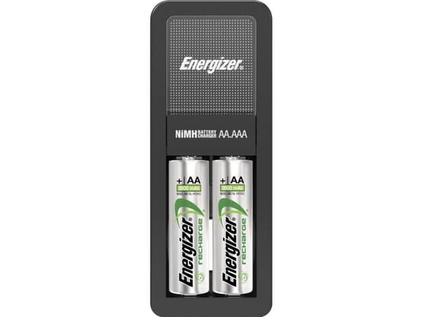 Energizer Mini Charger, Nikkelmetallhydrid (NiMH), Overlading, AA, AAA, 2 stykker, Batterier medfølger