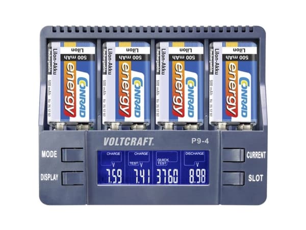 VOLTCRAFT 9V blokklader NiCd, NiMH, LiIon P9-4 9 V blokk (1527210)