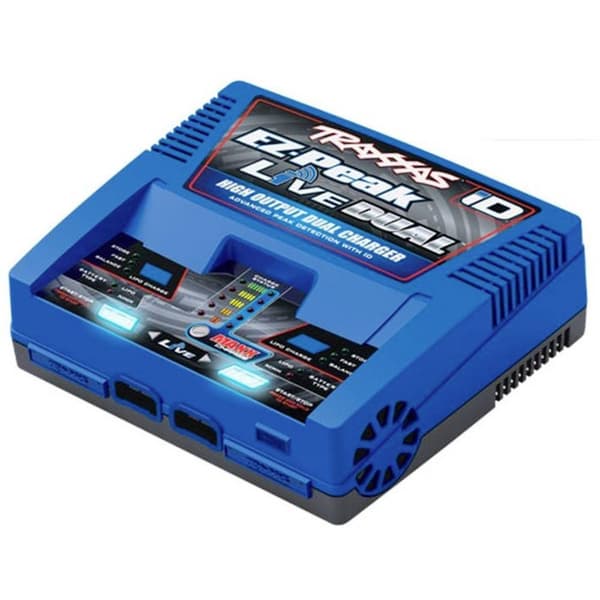 Traxxas EZ-Peak Live Dual RC-batteriladdare 26 A LiPo, NiMH Minus-Delta-U avstängning, Batteri detektering, Temperaturö