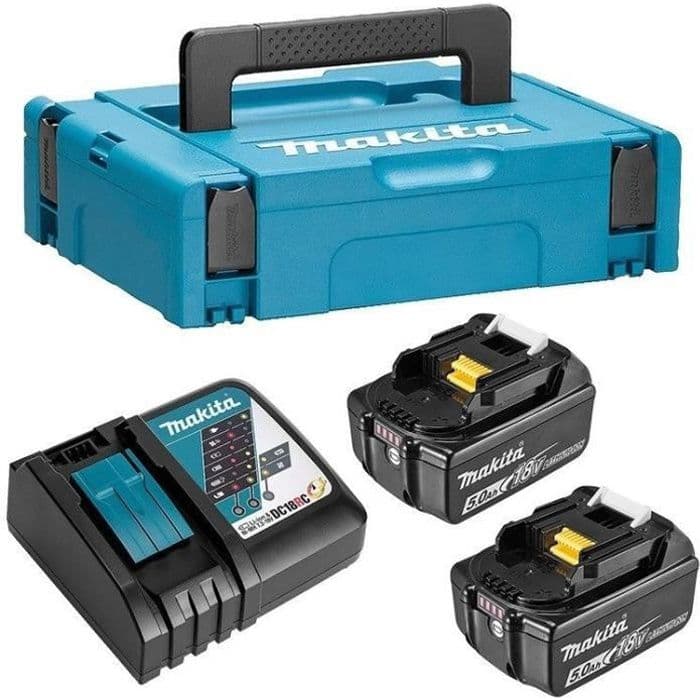 MAKITA Energy Pack 18 V Li-ion - 2 batterier (5Ah) + 1 hurtigoplader i en Makpac-kasse - 197624-2