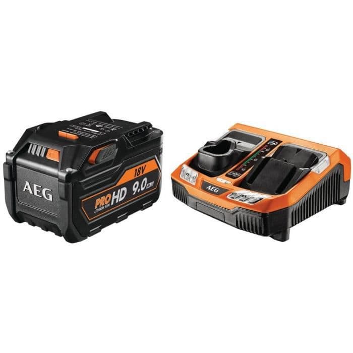 AEG POWERTOOLS Hurtigoplader + 1 batteri 18 Volt Li-Ion 9,0Ah