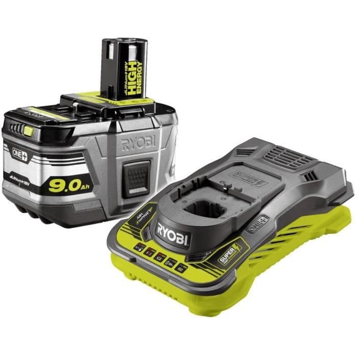 RYOBI Pack oplader + litiumbatteri + 18 Volt 9,0 Ah