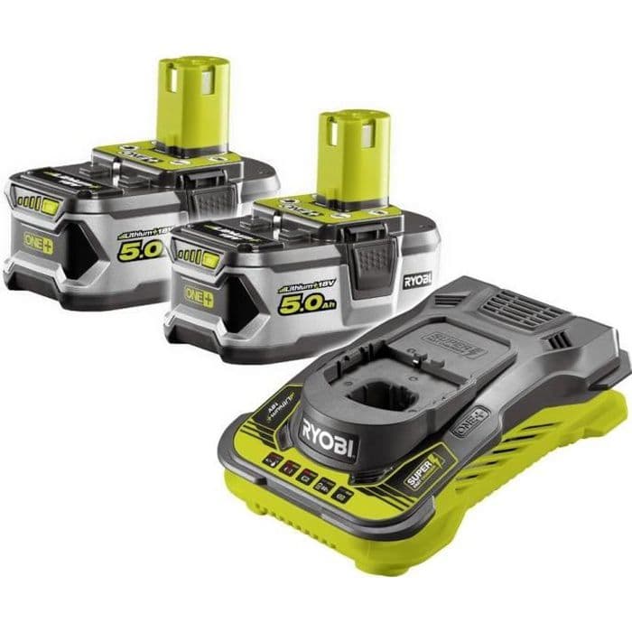 RYOBI 2 batterier 18V 5Ah + ultrahurtig oplader 5,0 A
