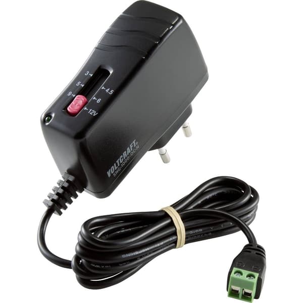 VOLTCRAFT SNG-1000-OC-N Nätadapter ställbar 3 V/DC, 4.5 V/DC, 5 V/DC, 6 V/DC, 9 V/DC, 12 V/DC 1 A 12 W Utgångsspänning