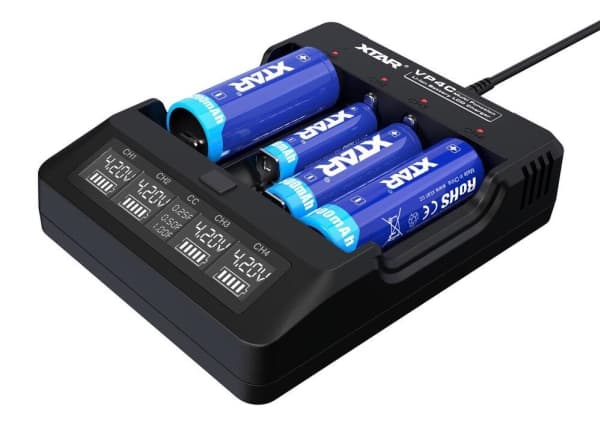 XTAR VP4C - Hurtiglader Micro-USB Li-Ion 4 spor - Hurtiglader - Lithium Ion (Li-Ion)
