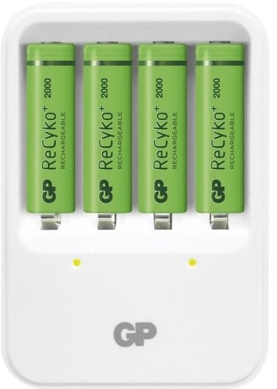 GP ReCyko Batteriladdare 4x 2000 mAh AA på köpet Vit