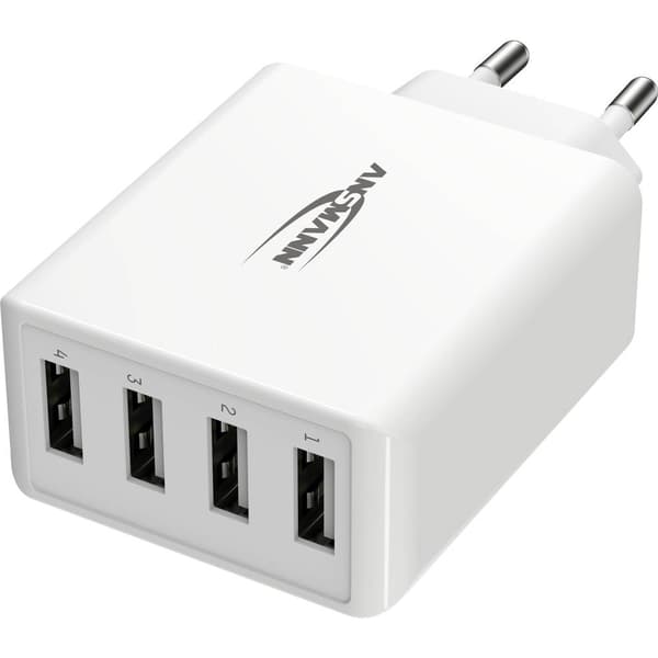 Ansmann HomeCharger HC430 USB-laddare 30 W Inomhus Utgångsström max. 6000 mA 4x USB-A Antal utgångar: 4 x