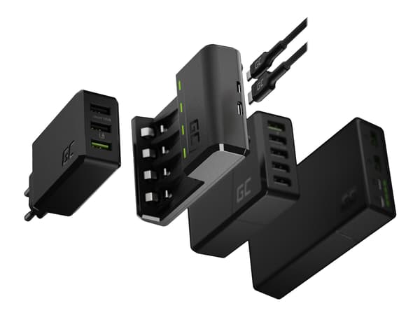 Green Cell VitalCharger - Batterilader - 4 x batterier lader - 0.5 watt - svart - med 2 x AA NiMH 2000 mAh rechargeable batteries and 2 x AAA NiMH 80