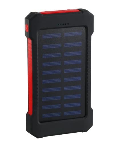 Solar Power Bank Vattentät 50000mAh Solar Laddare 2 USB-portar Extern laddare Powerbank för Xiaomi Iphone med LED-ljus - Röd