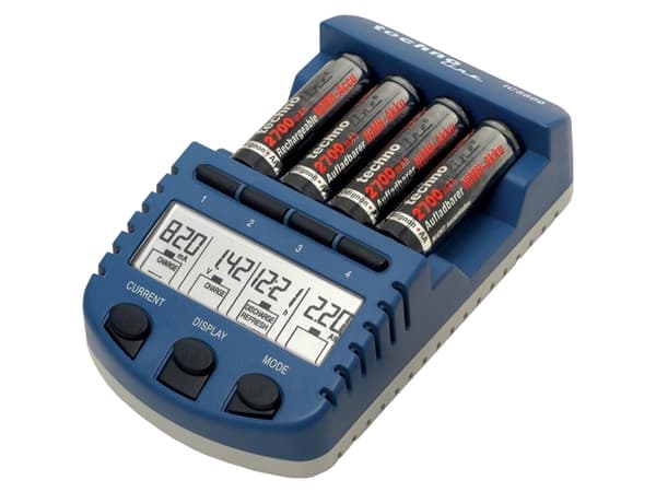 Technoline BC 1000 N, Nikkel-kadmium (NiCd), Nikkelmetallhydrid (NiMH), Overlading, Overoppheting, AA, AAA Blå, Grå