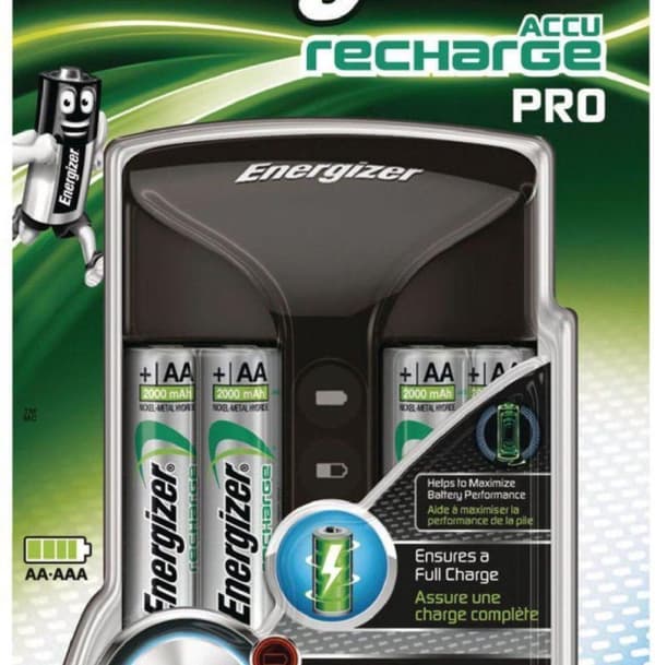 Energizer Pro ACU HR6 POW akkulaturi + 2 AA 2000 mAh akkua